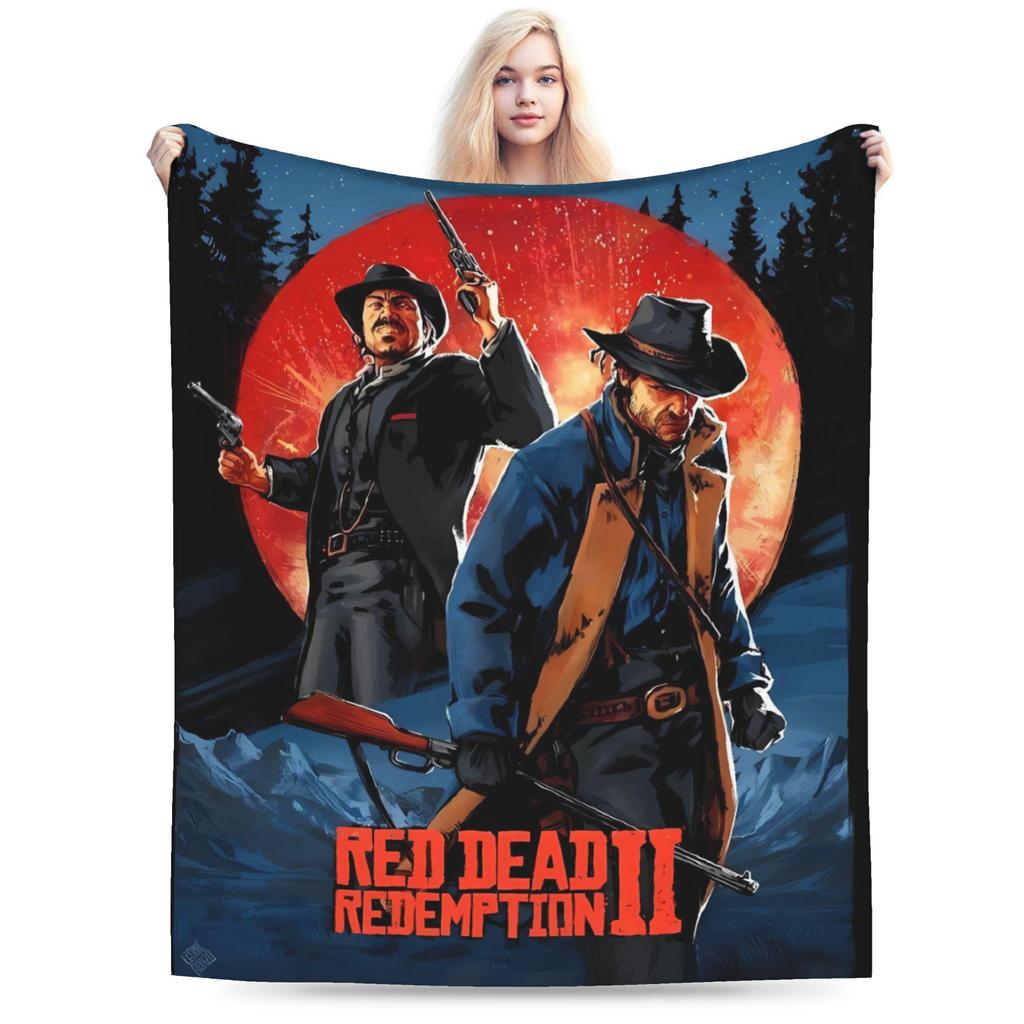 Плед Red Dead Redemption 2 Теплый Мягкий Графический Плюшевый Постельное Белье Пледы Для Спальни Самолета Путешествия Фланелевое Покрывало Покрывало На Кровать