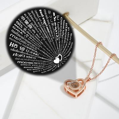 Подвеска Love's Memory, цепочка на ключицу, женский нано-проекционный камень, полое сердце I Love You