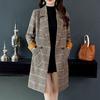 Checkered Woolen Coat for Women Medium Long Wool Trenches Korean Fashion Plaid Winter Jackets Woolen Coats