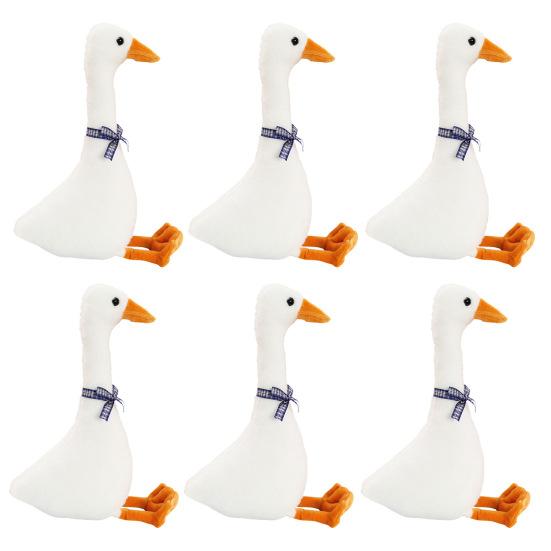 Плюшевая кукла Гусь с лентой Мягкая набивная игрушка Подушка для сна и обнимания для малышей Домашнее украшение Милый реквизит для фотосъемки