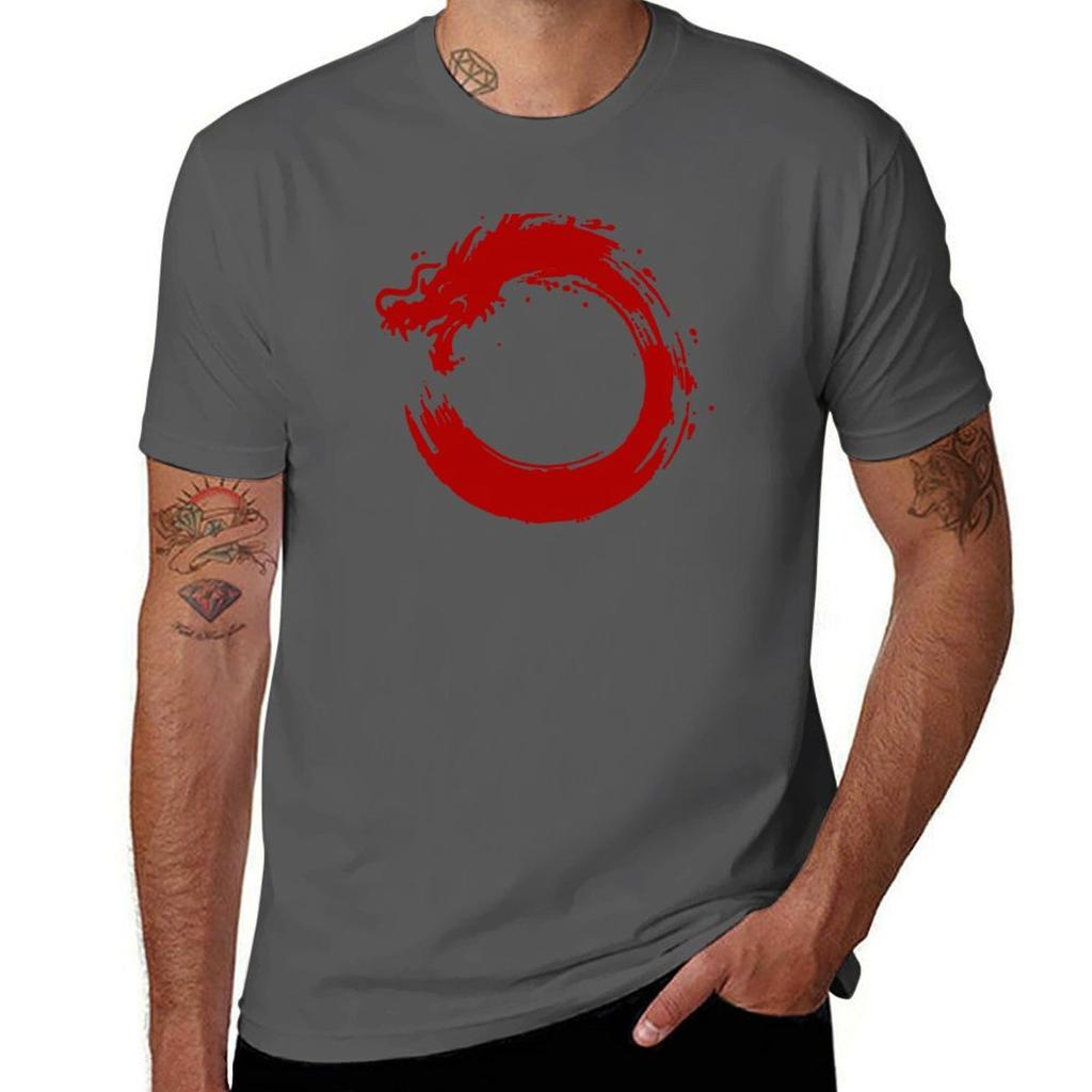 Футболка Enso Dragon Красная Базовая Однотонная Повседневная Футболка