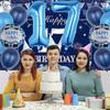 Украшения на 17-й день рождения, принадлежности для вечеринки, набор из 29 шт. синих шаров с цифрой 17 размером 40 дюймов, фольгированные майларовые шары, латексные шары для украшения, 17-я вечеринка