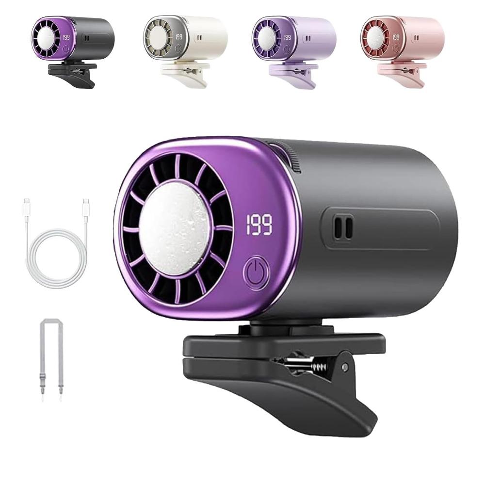 LED Display Car Clip on Air Conditioner 199 Speeds Adjustable 360° Rotation Silent Mini Cooling Fan Wide Clamp