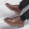 Spring and Autumn Cowhide Thick Soles Big Head Thick Soles for Men Retro Business Casual Leather Shoes British Style Low Waist W