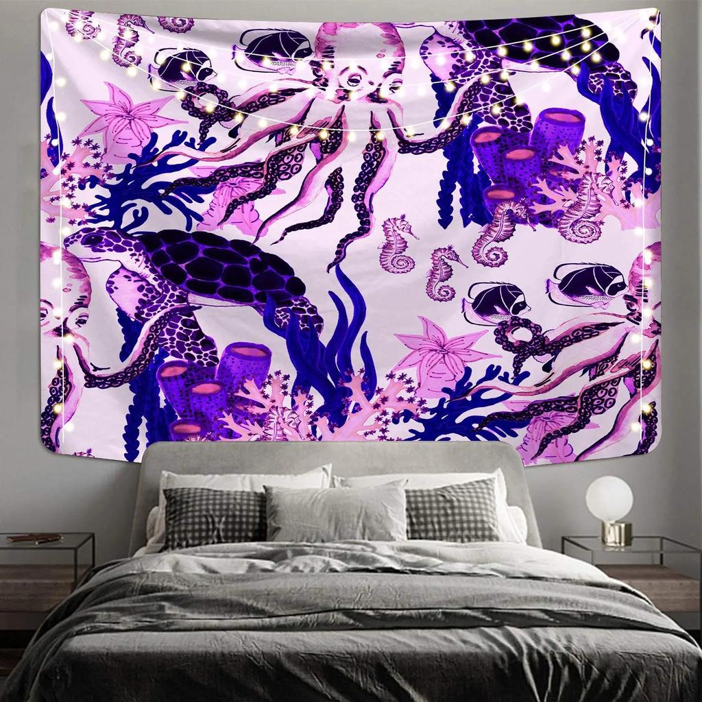 Психоделический океан Осьминог декоративный гобелен домашний декор стены офис гостиная гобелен