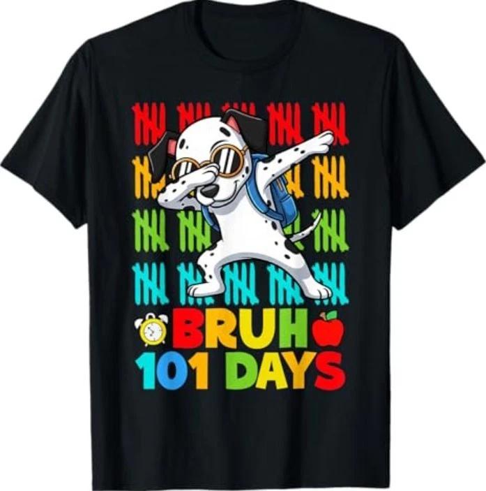 Bruh 100 Days of School Dalmatian Dog Boys 100 Days Smarter T-Shirt