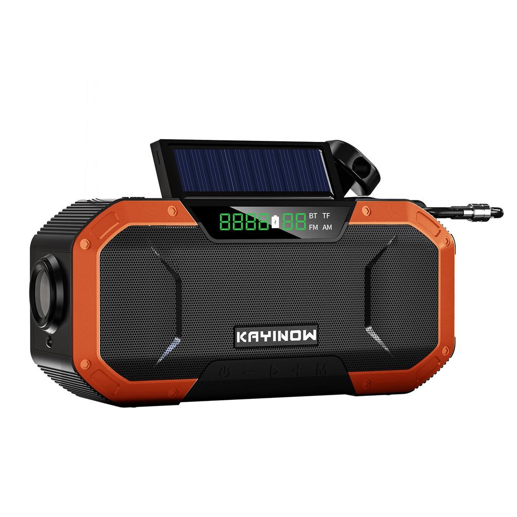 Многофункциональная портативная Bluetooth-колонка, радиоприемник AM/FM/NOAA с ручным генератором и солнечной панелью, светодиодный фонарик и Power Bank на 5000 мАч, фонарик, SOS-сигнал