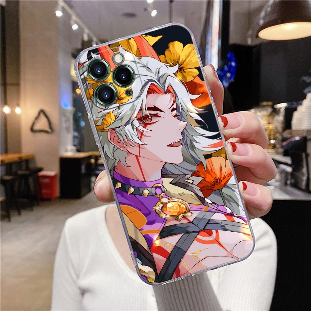 Прозрачный чехол для телефона Apple iPhone 12 11 13 Pro Max mini XS X XR 7 8 6 Plus SE Чехол Аниме Genshin Impact Flower Game