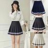 High Waist Pleated A-Line Skirt - Striped Navy Style for Spring and Summer