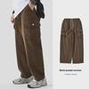 Однотонный мужской японский прямой комбинезон - модный гонконгский стиль, свободный крой, широкие повседневные брюки с карманами