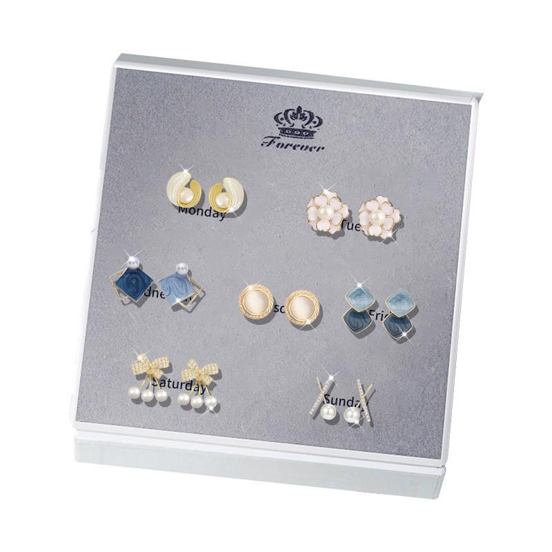 Elegant Pearl Bow Earrings Set Sterling Studs Women Valentines Gift Small Style