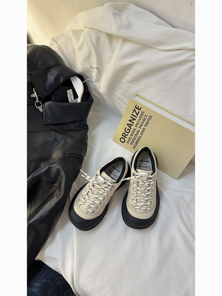 Bai Xianni BAHONGLY Color Matching Leather Dad Shoes Women's 2025 Autumn Platform Lightweight High-end Casual Sports Shoes