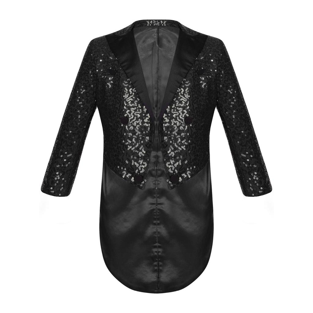 Детский фрак с блестками для мальчиков, детские костюмы джентльмена, блейзер для магических представлений, официальный костюм, свадебное платье для мальчика, пальто