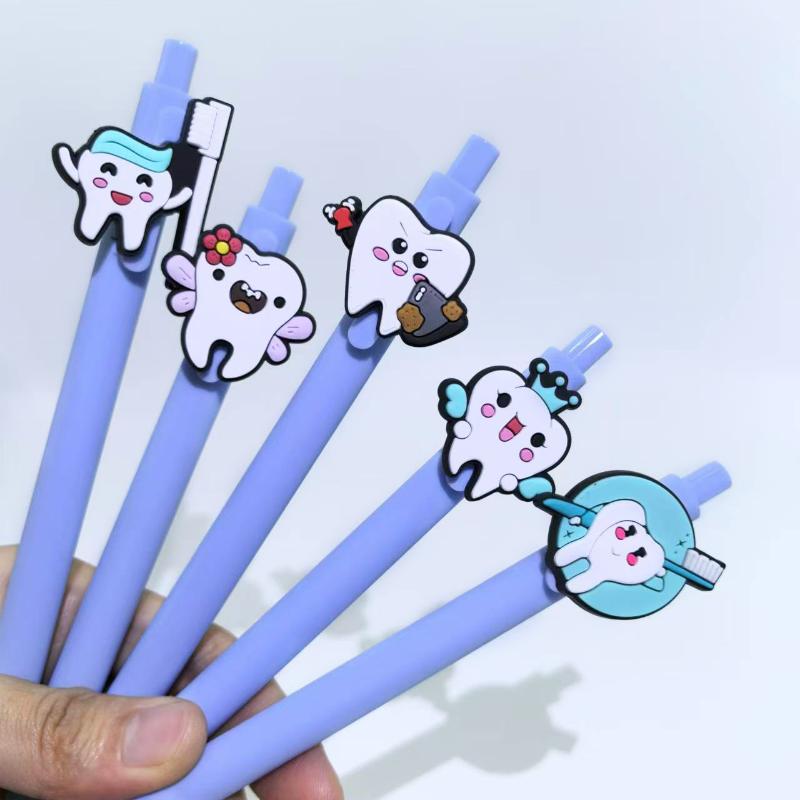 Soft Teeth Dentist Gel Pens 10 Pieces Blue Ink Retractable Stationery Set For Dental School Office Exam Use