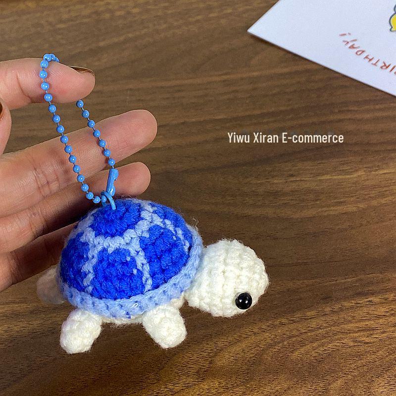 Милый брелок для ключей в виде черепахи, связанный крючком - мини-сумка из шерсти с рисунком