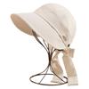 Solid Color Wide Brim Bucket Hat with Bow Peaked Cap Simple Women Sun Hat  Fishing