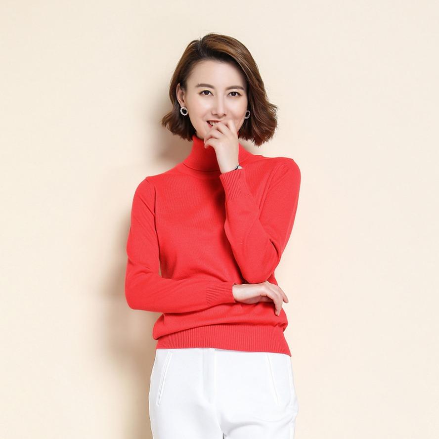 Женский свитер из чистой кашемировой шерсти, вязаный кашемировый пуловер с эластичным воротником-стойкой