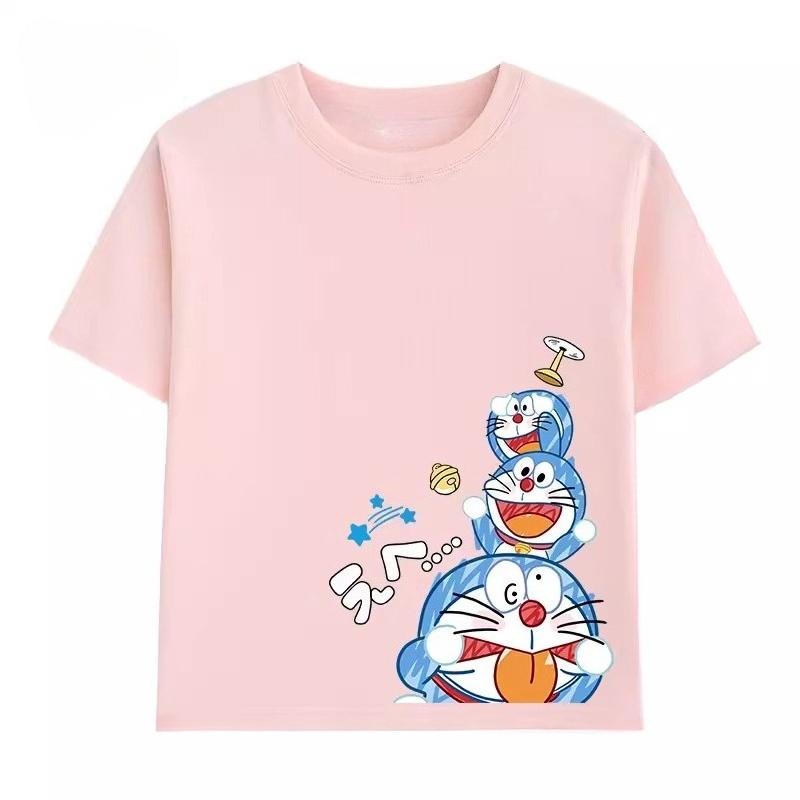 Детская футболка Potdemiel Summer New Doraemon, удобная и дышащая, подходит для мальчиков и девочек