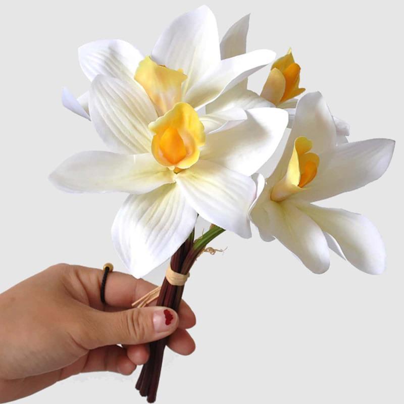 1 букет искусственных цветов искусственная орхидея искусственный цимбидиум декоративные цветы магнолия настоящие сенсорные цветы домашний декор свадебное украшение