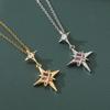 Simple Zircon Cross Star Titanium Steel Necklace For Women Elegant Versatile Collarbone Chain Jewelry