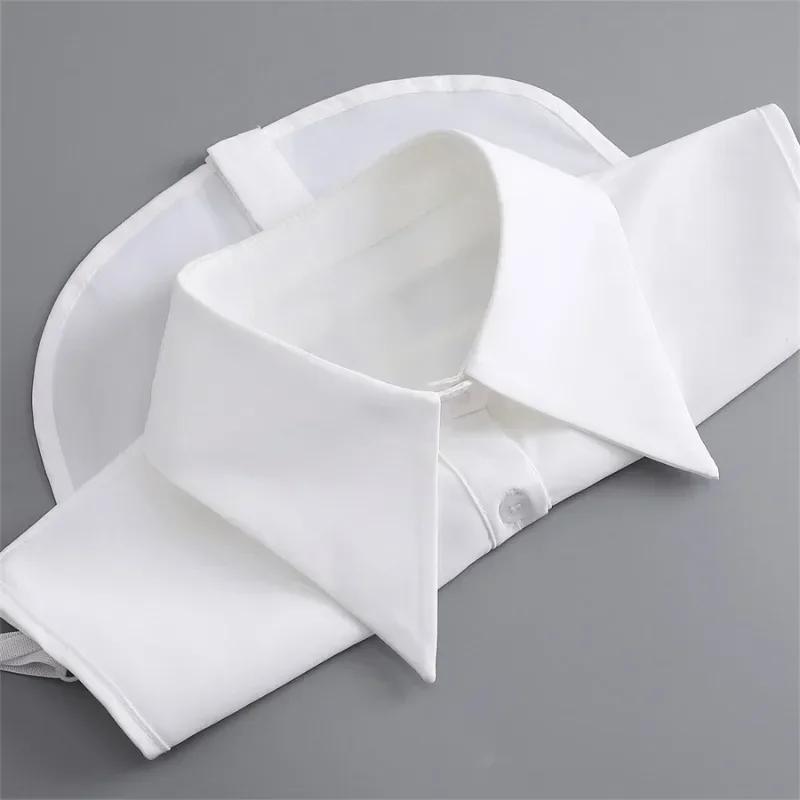Chiffon Fake Collar Unisex White Lapel Button Down Half Shirt Detachable Collar Formal Suits Neckwear False Collar Accessories