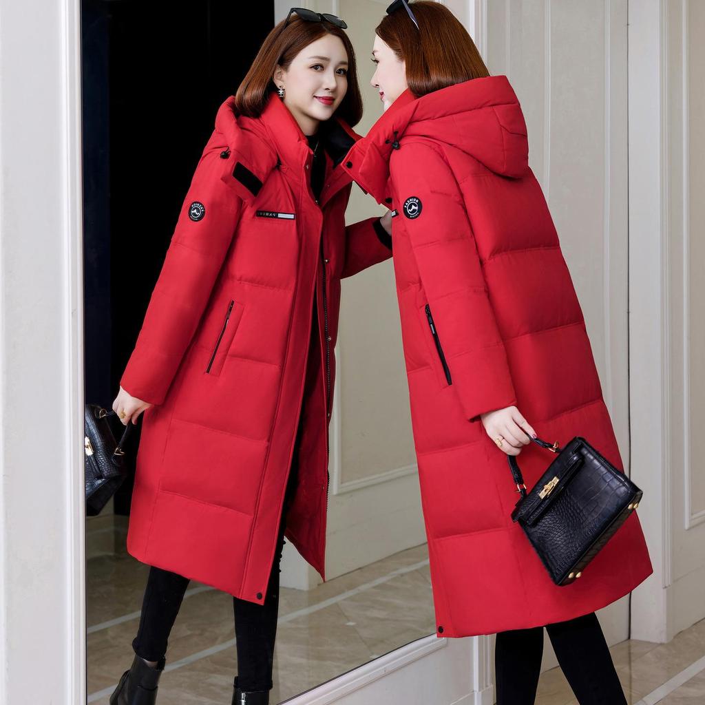 Женская стильная куртка средней длины на белом утином пуху - Зимняя коллекция 2025