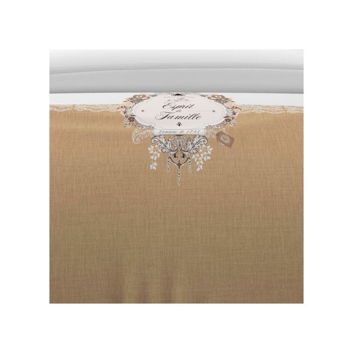 SOLEIL D'OCRE Esprit De Famille Duvet Set 100% Cotton - 1 Duvet Cover 240 X 260 Cm + 2 Pillowcases - Taupe