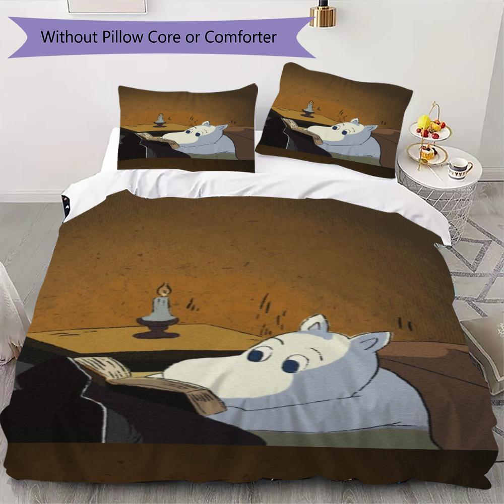 Comet in Moominland Pattern Bedding,Quilt Set Quilt Cover Pillowcase Home Birthday Gift(1 * duvet cover + 2 * pillowcase, without core)_lx