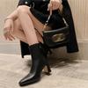 New Fashion Solid Color Round Toe Lace-Up Thick Heel Women's Boots Back Zipper Fashion Boots Casual Zapatos De Mujer