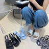 Fashion Fashion Women Sandals Slides Slippers Open Toe Summer Dress Shoes Woman Size 35-40 Blue Black White Zebra Color Round High Heels