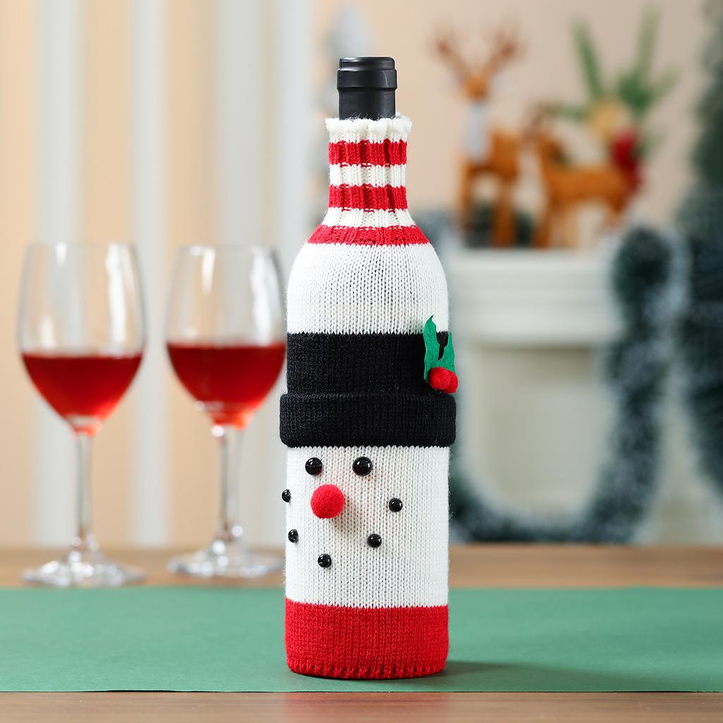 Рождественские украшения, чехлы для бутылок вина, вязаные чехлы для вина в виде старика, рождественская атмосфера ресторана, украшения, наряды
