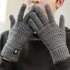 Winter non-slip knitted gloves warm outdoor windproof wool gloves cycling thickened five-finger touch screen gloves