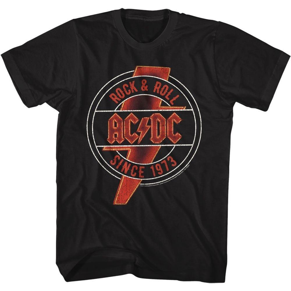 AC/DC Logo Rock and Roll Since 73 Black Rock and Roll Music Band TT-shirt Tops Tees Men's Women's Unisex