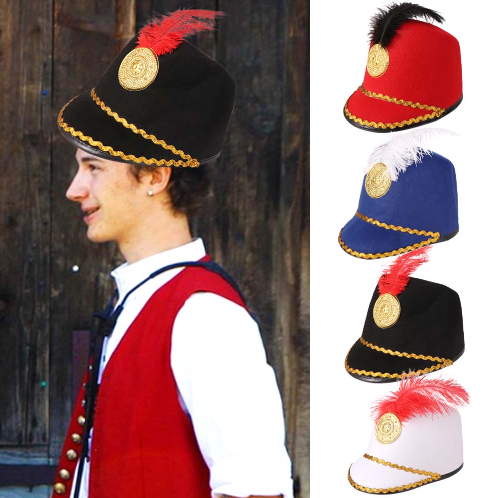 Dress Up Marching Band Hat Vintage Knight Sun Protection Uniform Hat With Parade Circus Ringmaster Drum Major Hat Halloween