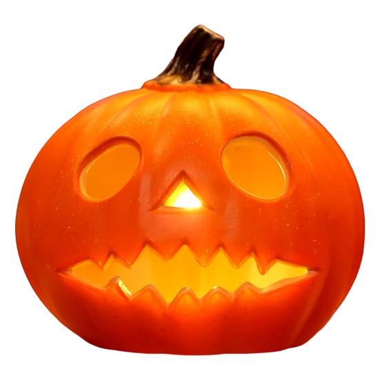 Хэллоуинская тыквенная лампа Жуткая светящаяся тыквенная фигурка Светящаяся декоративная тыква со светодиодной подсветкой для дома с привидениями Хэллоуин Домашний сад Декор