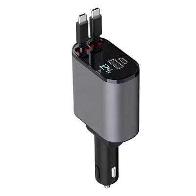 НОВЫЙ 120 Вт Быстрый 4-в-1 USB Выдвижной Автомобильный Зарядник Светодиодный Цифровой Дисплей Type C PD Автомобильный Зарядник Регулируемый Наклон