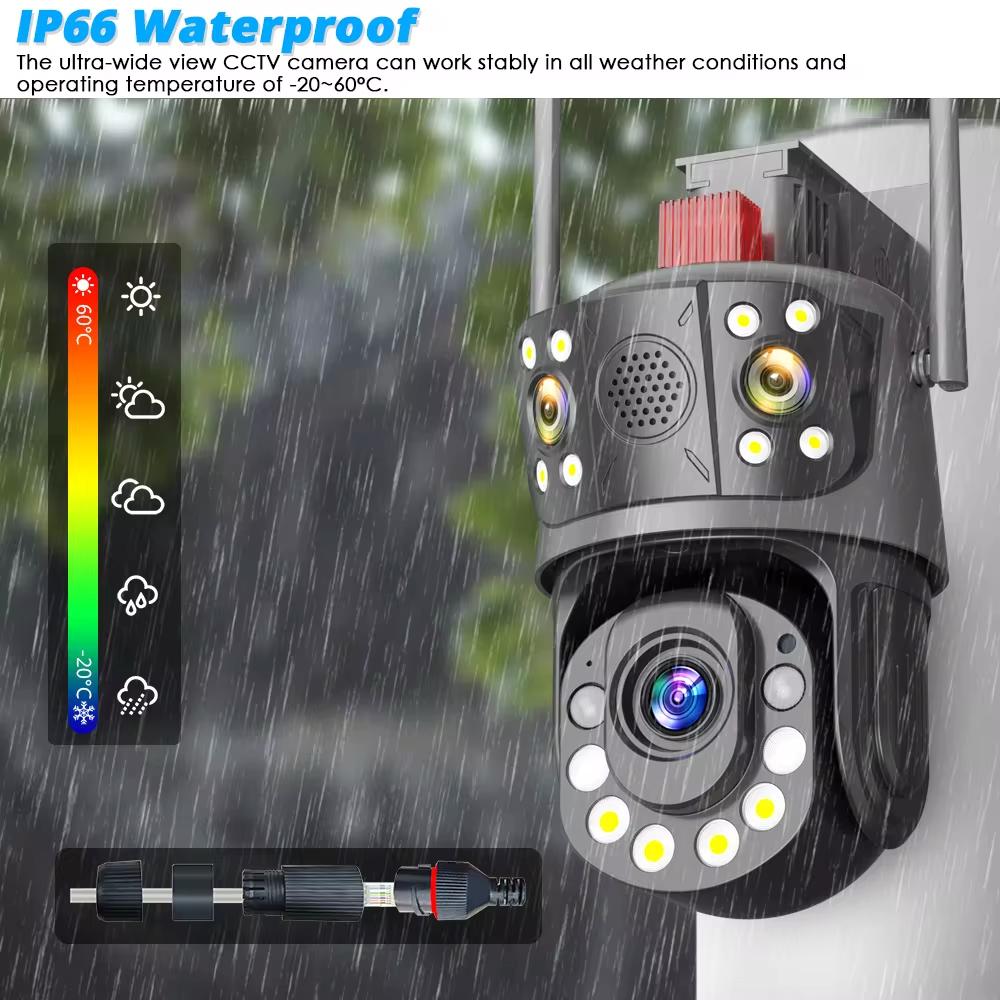 Wifi PTZ камера видеонаблюдения 4K 12MP наружная три объектива 50-кратный зум беспроводная CCTV камера безопасности цветная камера ночного видения ICSEE IP Cam