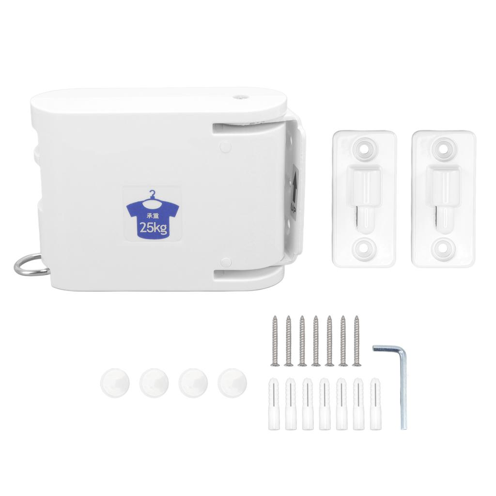 4.2m Thickened Retractable Clothesline Concealed Positioning Buckle Indoor Room Wall Mounted Clothes Line White