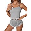 2023 Sexy European & American Women's Summer Camisole and Shorts Pajama Set with Back Slit