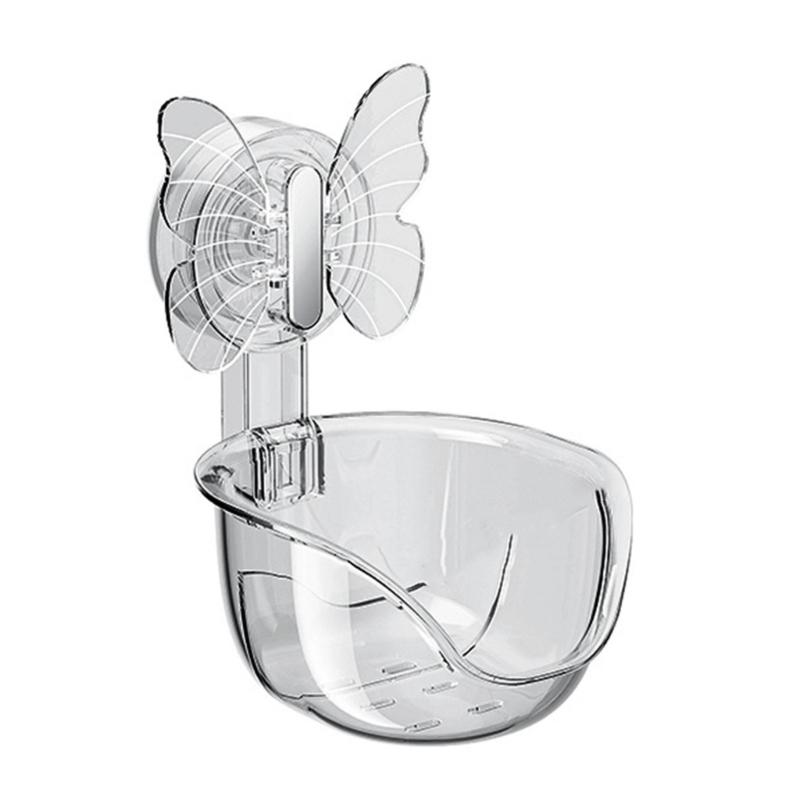 Clear Shower Basket Suction Cup Butterfly Wall Mount Storage Box Rack Bathroom Shower Shelves Strong Suction Organizers