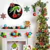 Christmas Decoration Grinch Wooden Door Wall Sign Hanger Wreath with Bow Indoor