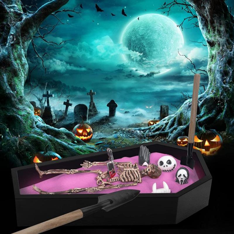 Children Decorate Props Skeleton Coffin Toy Halloween Grimaces Scythe Props Demon Decoration Supplies DIY Decorations