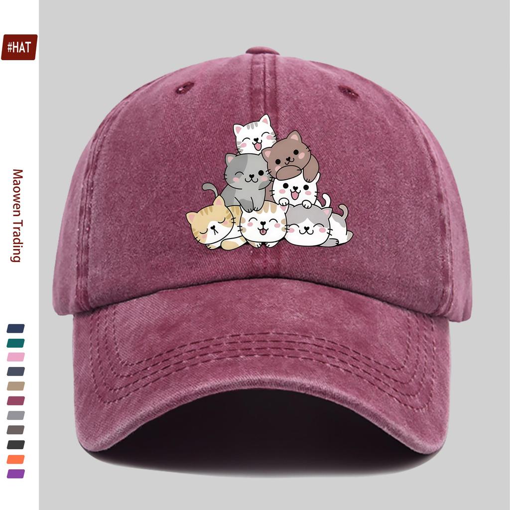pc Unisex Cute Cat Print Baseball Cap with Multiple Pet Cat Print Designs Sun Hat Hunting Decorative Hat Adjustable Buckle S