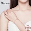 BAMOER Basic Rose Gold Color Silver Bracelet Cable Box Chain Lobster Lock Bracelets Sterling Silver