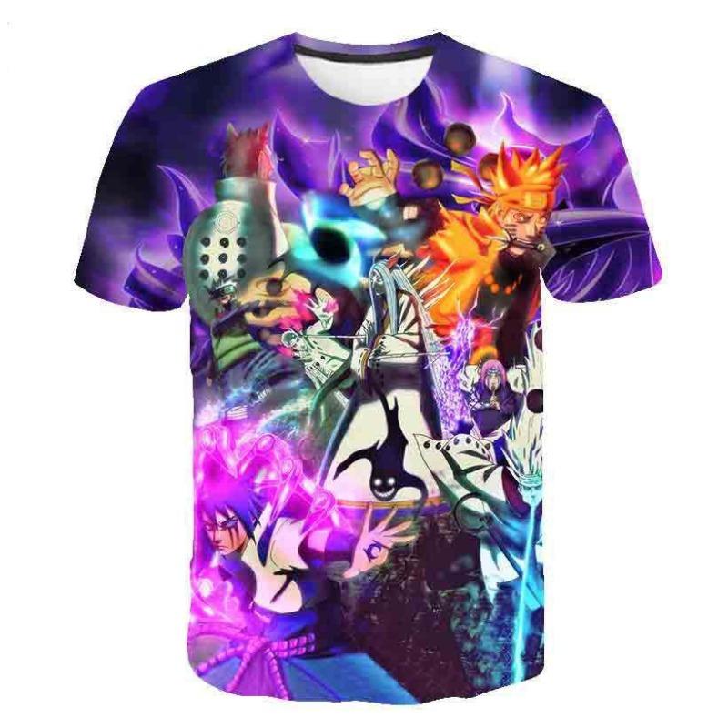 Новая мужская мультяшная футболка с 3D цифровой печатью с персонажем мультфильма Наруто