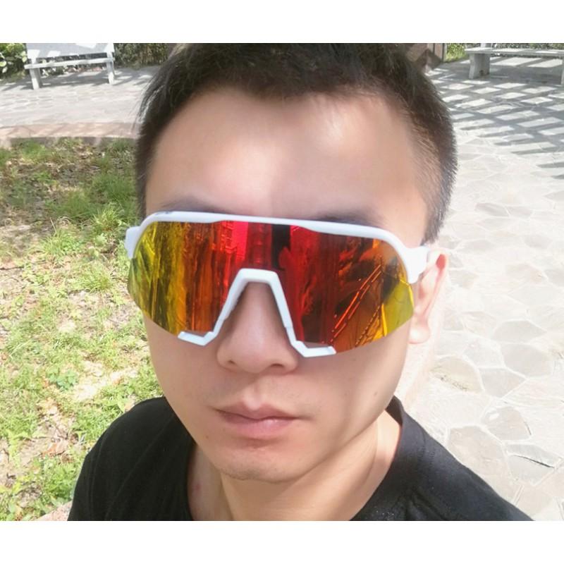 Full Coated Cycling Sunglasses Windproof Dustproof Sport Goggles With 3 Interchangeable Lenses TR90 Frame