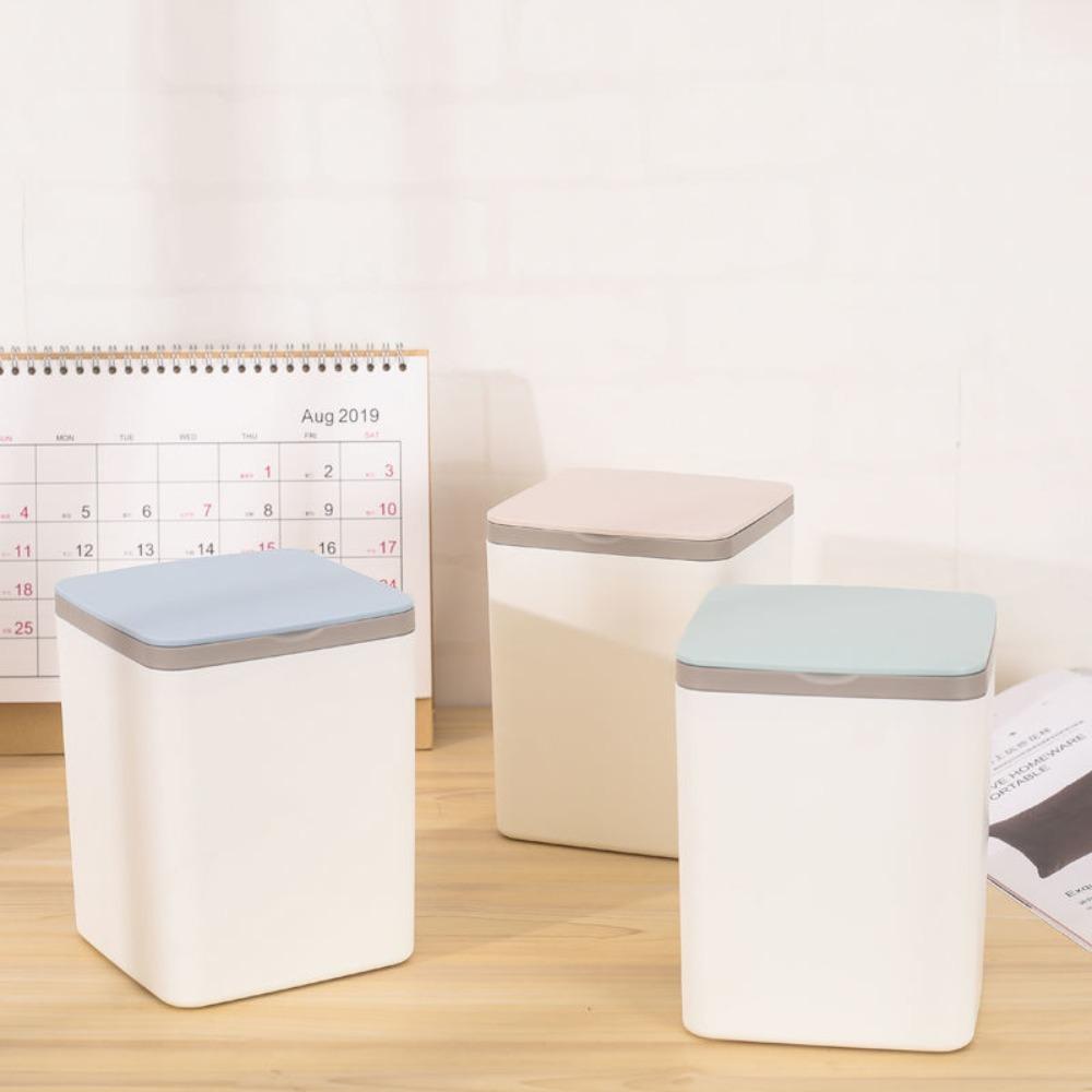 Mini Desktop Trash Can Plastic Waste Bin Collection Basket Rubbish Can Bathroom