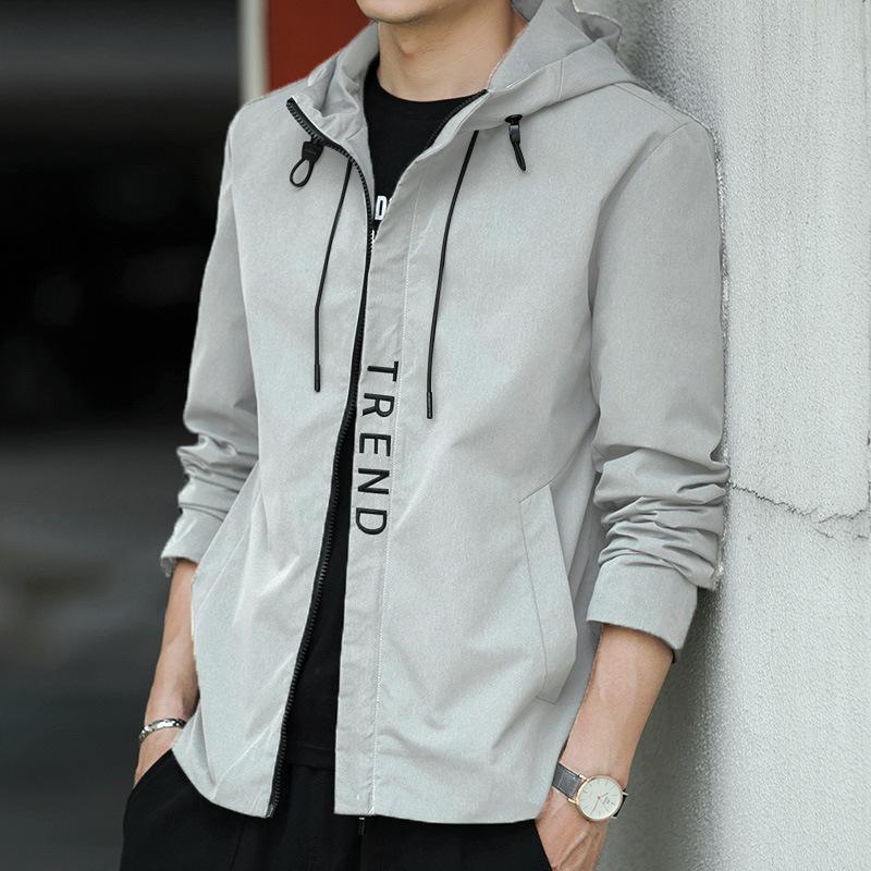 Spring Autumn Mens Loose Hooded Casual Jacket Fashion Sports Breathable Comfortable Outerwear Top for Daily Street Wear