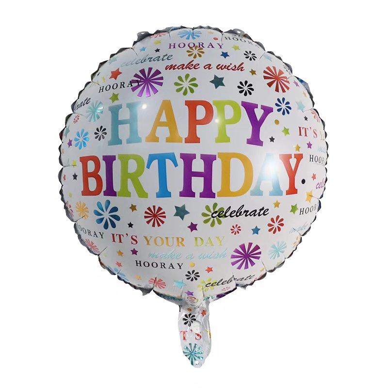 50Pcs/lot 18inch English Happy Birthday Aluminum Foil Balloon Round Helium Balloon Kids Birthday party decoration Air Golobs