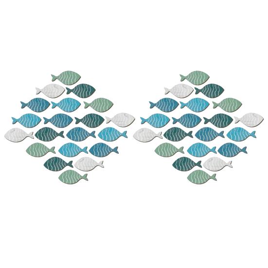 Yousheng 20/40 шт./набор Деревянные полые рыбы Настенное украшение Морская прибрежная тематика Рыбы Подвесное украшение Косяк рыб Пляжный Дом у озера Ванная комната